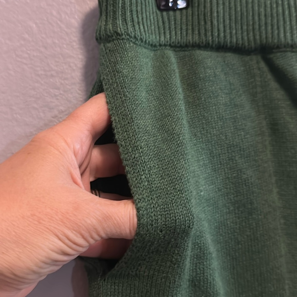 Free People Deep Green Wide Leg Knit Pants with Matching Pullover - Picture 6 of 9